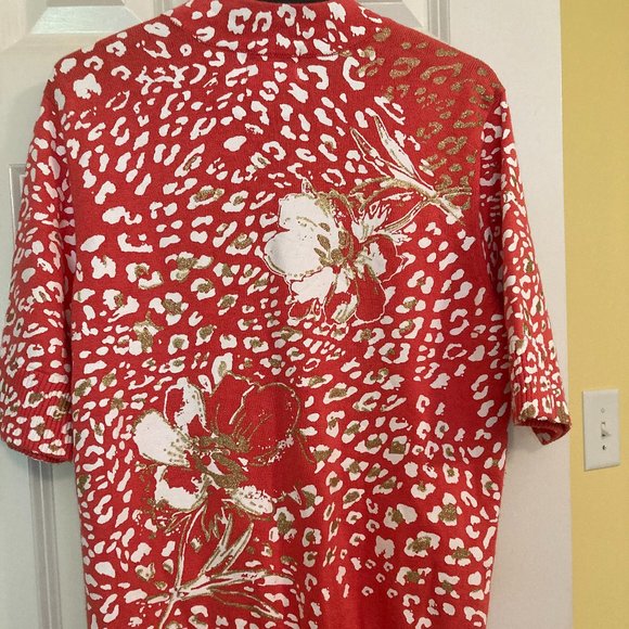 Just B Sweater Floral Cardigan w/ Rhinestones Zipper - Picture 7 of 7